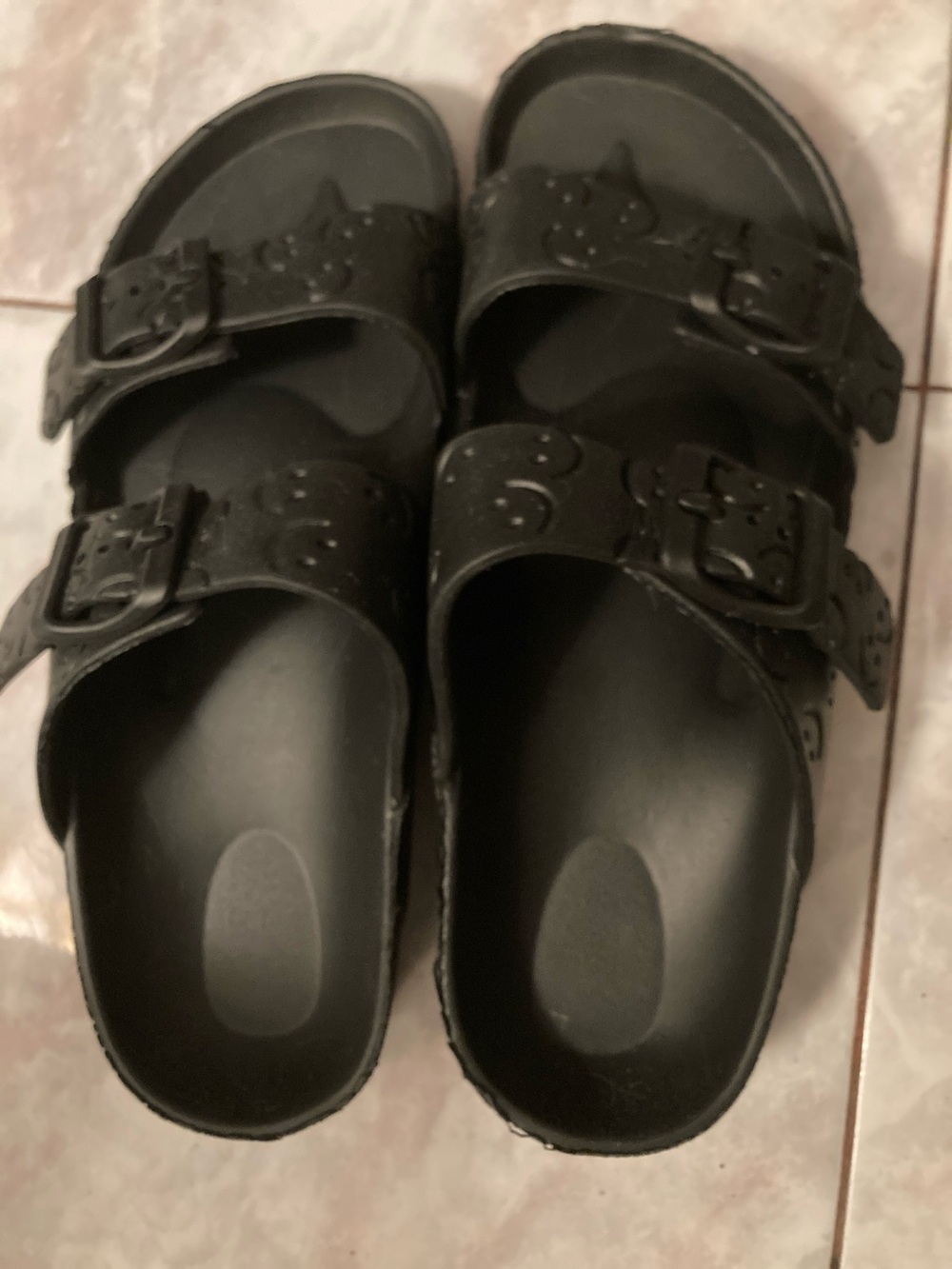 Black Double-Buckle Women's Sandals